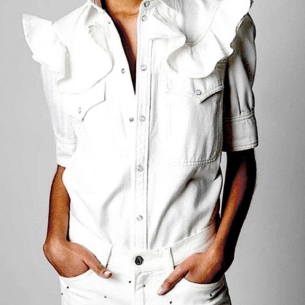 ZADIG & VOLTAIRE TOKY DENIM SHIRT JACKET WHITE XS NWT